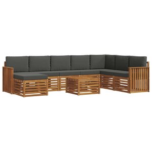 vidaXL Ensemble de canapés d'extérieur 9 pc Naturel et Anthracite