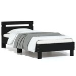 vidaXL Cadre de lit avec tête de lit et lumières LED noir 75x190 cm
