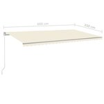 vidaXL Auvent manuel rétractable avec LED 600x350 cm Crème