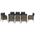 vidaXL Ensemble de repas de jardin 9 pièces avec coussins gris en rattan poly