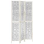 vidaXL Cloison de séparation 3 panneaux blanc bois de paulownia massif