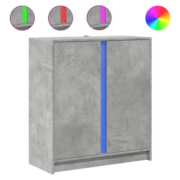 vidaXL Buffet avec LED gris béton 77x34x85 cm bois d'ingénierie
