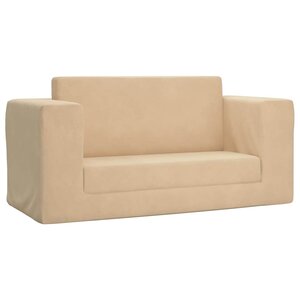 vidaXL Canapé-lit pour enfants 2 places crème peluche douce