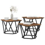 vidaXL Table basse 3 Pièces Bois Ancien Bois d'ingénierie et acier