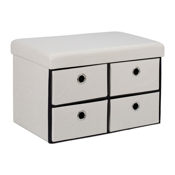 Banquette pliable multifonction avec 4 tiroirs rangement efficace 100 x 40 x 45 cm en tissu crème 13_0011160