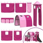 vidaXL Lit mezzanine pour enfants Noir et rose 99 5 x 200 cm Métал