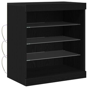 vidaXL Buffet LED Chêne noir 60 5 x 37 x 67 cm Bois d'ingénierie