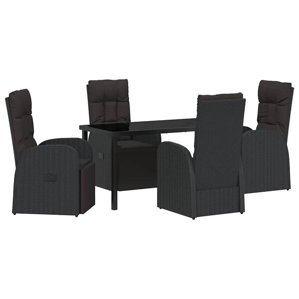 vidaXL Ensemble de salle à manger pour jardin 5 Pièces Noir polyrotin