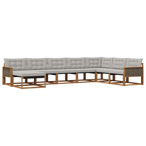 vidaXL Ensemble de canapés d'extérieur 8 Pièces Naturel et gris clair