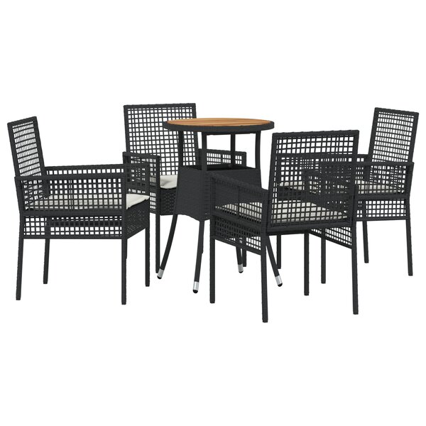vidaXL Ensemble de salle à manger de jardin 5 pièces en poly rattan noir
