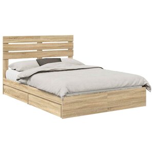vidaXL Lit de Rangement Chêne Sonoma 140 x 190 cm Bois d'ingénierie