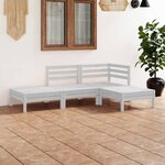 vidaXL Salon de jardin 4 Pièces blanc bois de pin massif