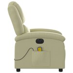 vidaXL Fauteuil de massage inclinable électrique crème cuir véritable