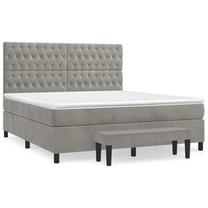 vidaXL Sommier à lattes de lit et matelas Gris clair 180x200cm Velours