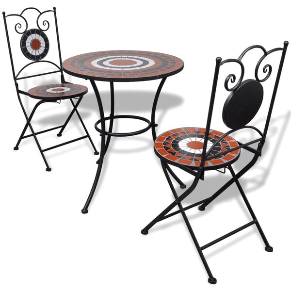 vidaXL Mobilier de bistro 3 Pièces Carreau céramique Terre cuite et blanc