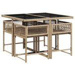 vidaXL Ensemble à manger de jardin coussins 5 Pièces mélange beige rotin