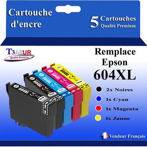 5x Cartouches compatibles avec  Epson 604 XL pour Epson Expression Home XP-2200 XP-2205 XP-3200 XP-3205 XP-4200 XP-4205 Workforce WF-2910 WF-2930 WF-2935 WF-2950DWF