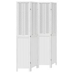 vidaXL Cloison de séparation 4 panneaux blanc bois de paulownia massif