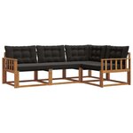 vidaXL Ensemble de canapés d'extérieur 4 pc Naturel et Noir