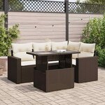 vidaXL Salon de jardin avec coussins 5 Pièces marron résine tressée