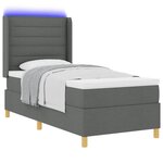 vidaXL Lit à ressorts avec bandes LED Gris 100 x 200 cm tissu