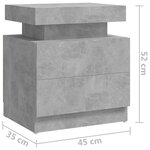 vidaXL Table de chevet Gris béton 45x35x52 cm Bois d'ingénierie