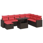 vidaXL Salon de jardin avec coussins 9 Pièces marron résine tressée acacia
