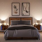 vidaXL Tables de chevet murales avec lumières LED 2 Pièces chêne fumé