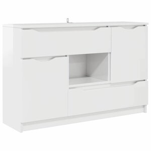 vidaXL Buffet Blanc brillant 100 x 30 x 65 6 Bois d'ingénierie