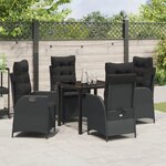 vidaXL Ensemble de jardin 5 pièces avec coussins - Rattan poly noir