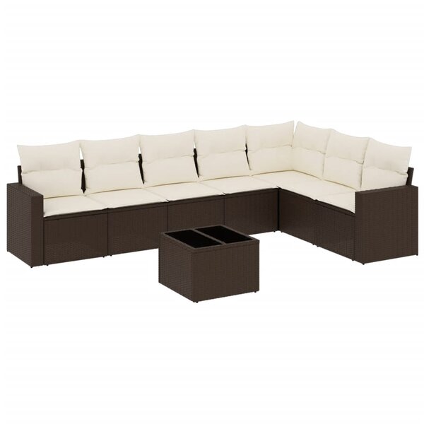 vidaXL Salon de jardin 8 Pièces avec coussins marron résine tressée