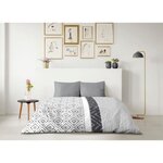 Parure microfibre Ethno - housse de couette 220 x 240 + 2 taies d'oreiller 63 x 63 - Gris