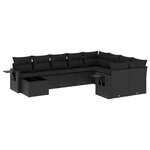 vidaXL Salon de jardin 10 Pièces avec coussins noir résine tressée