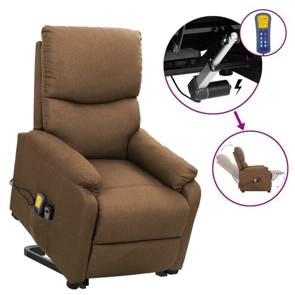 vidaXL Fauteuil de massage Taupe Tissu