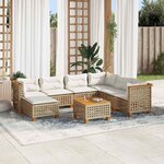 vidaXL Salon de jardin avec coussins 8 Pièces beige résine tressée