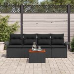 vidaXL Ensemble de canapé de jardin Manuel 5 Pièces Noir 55 x 55 x 37 cm
