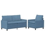 vidaXL Ensemble de Canapés 2 Pièces Bleu Tissu