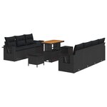 vidaXL Ensemble de canapé de jardin avec coussin 10 Pièces Noir