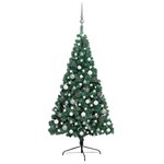 vidaXL Demi-arbre de Noël artificiel pré-éclairé et boules vert 240 cm