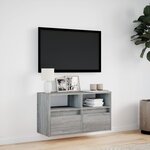 vidaXL Meuble TV mural avec lumières LED sonoma gris 80x31x45 cm