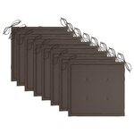 vidaXL Chaises de jardin lot de 8 avec coussins taupe Bois teck massif