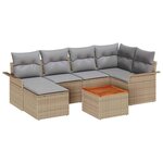 vidaXL Ensemble de canapé de jardin 7 Pièces Beige  Gris clair