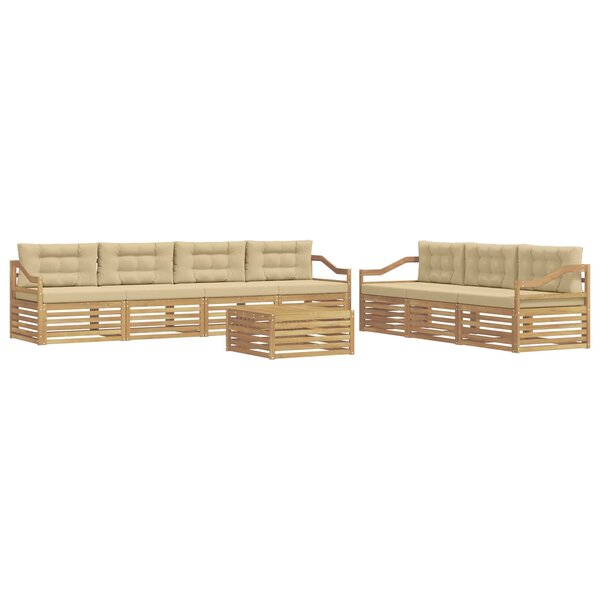 vidaXL Ensemble de canapés d'extérieur 8 pc Blanc et Beige Polyester