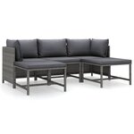 vidaXL Salon de jardin 5 Pièces avec coussins Résine tressée Gris