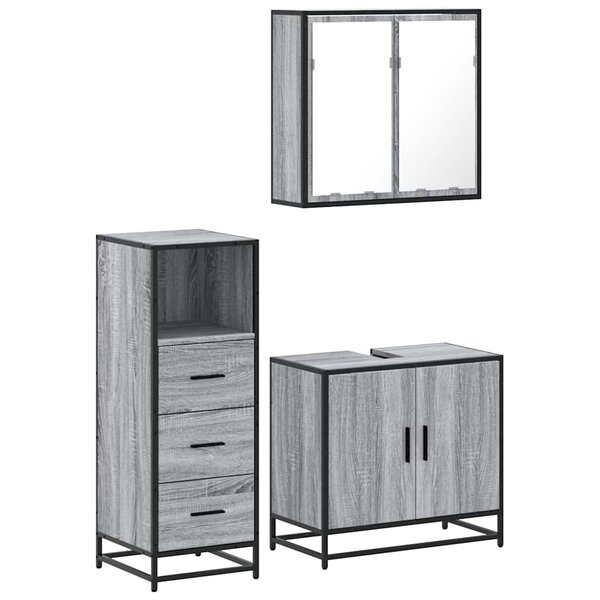 vidaXL Ensemble de meubles de salle de bain 3 Pièces Sonoma gris