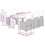 vidaXL Ensemble de bistro de jardin 7 Pièces coussins gris poly rotin
