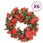 vidaXL Guirlandes de fleurs de Noël 6 Pièces rouge 240 cm
