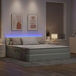 vidaXL Lit de rangement LED avec matelas Gris clair 160 x 200 cm