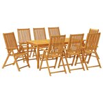vidaXL Ensemble à manger de jardin 9 Pièces 180x90x75 cm bois d'acacia solide