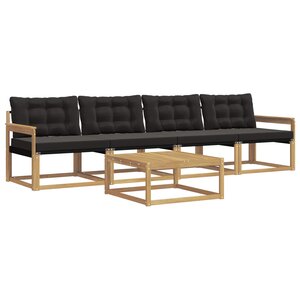 vidaXL Ensemble de canapés d'extérieur 5 pc Blanc et noir